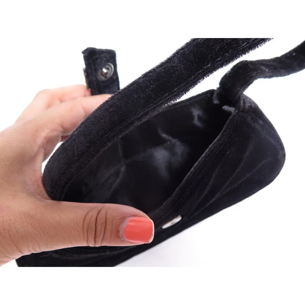 Black‎ Velvet Rhinestone Evening Bag